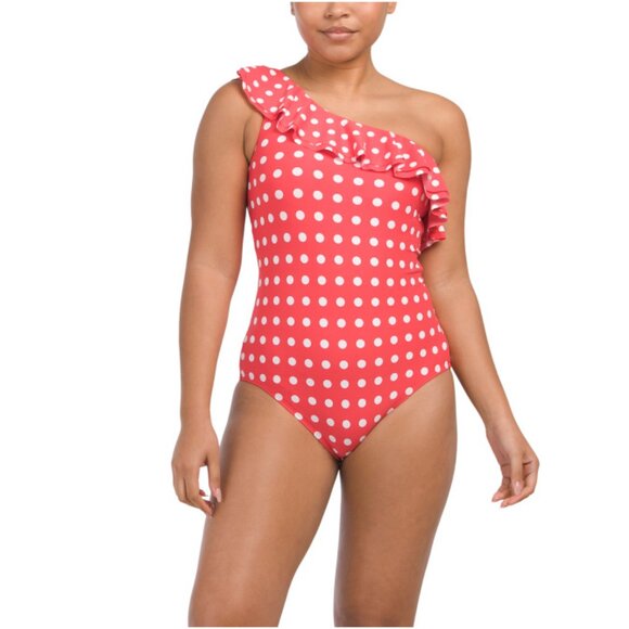 Carmen Marc Valvo Other - Carmen Marc Valvo Coral & White Polka Dot One-Piece Swimsuit